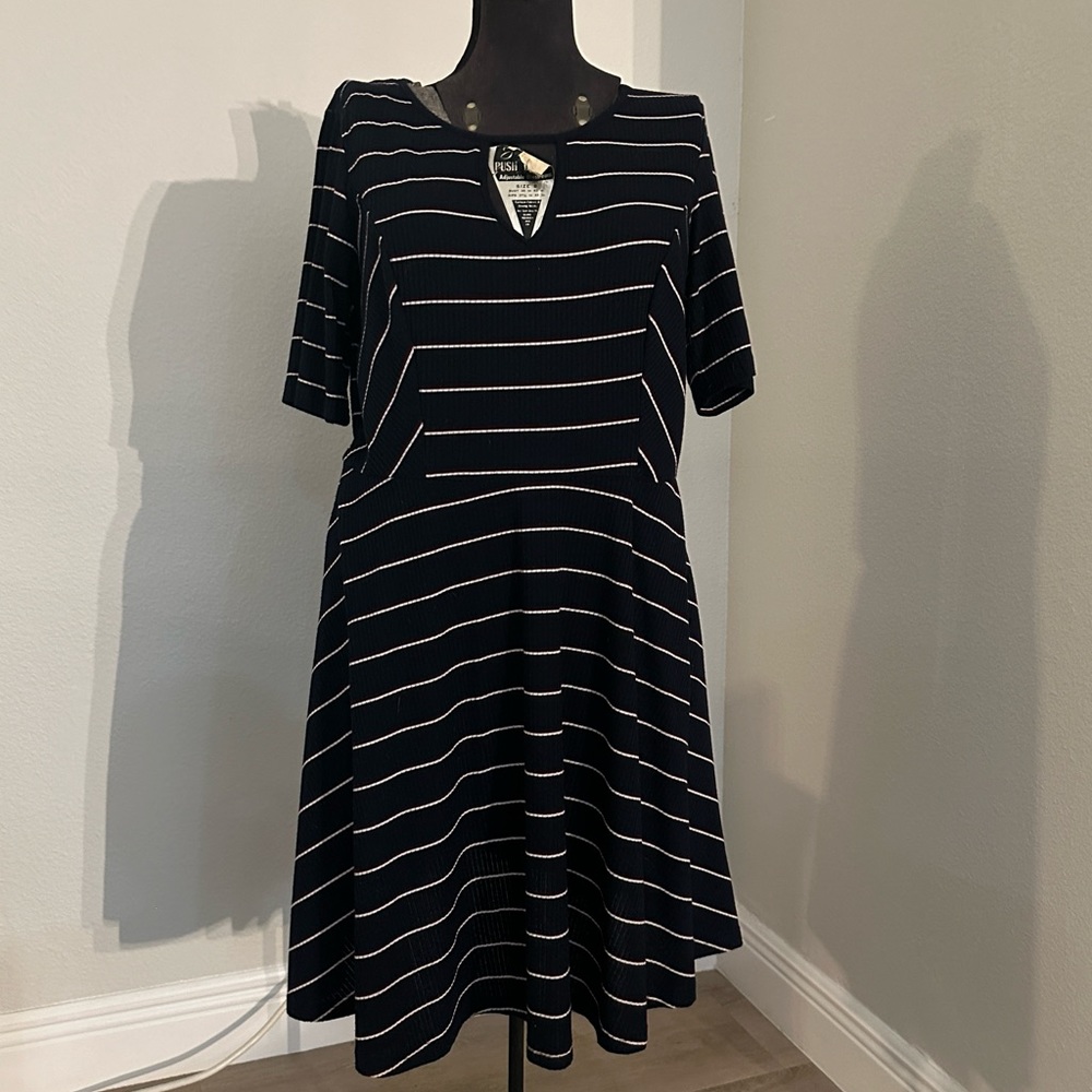 City Chic tshirt dress - blue burgundy and white